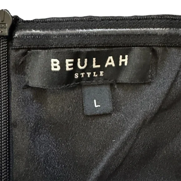 Beulah Style Black Off Shoulder Satin Midi Dress Puff Sleeves - Picture 14 of 16